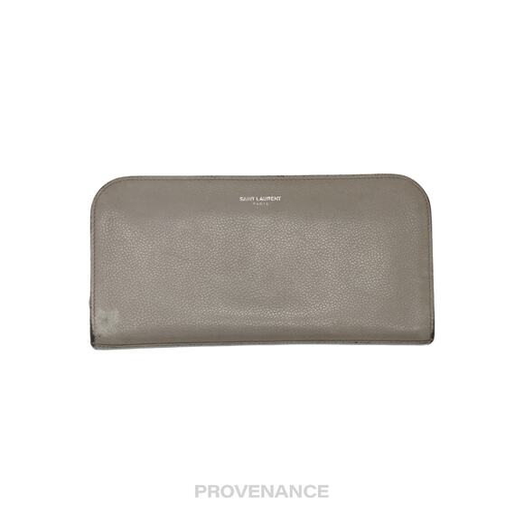 🔴 Saint Laurent Paris SLP Zip Long Wallet - Grey Leather - Picture 1 of 8